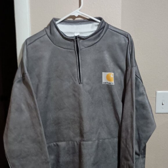 Carhartt Mens 1/4 Zip Long Sleeve Pullover Size 3XL Metallic Silver Gray - Picture 2 of 13